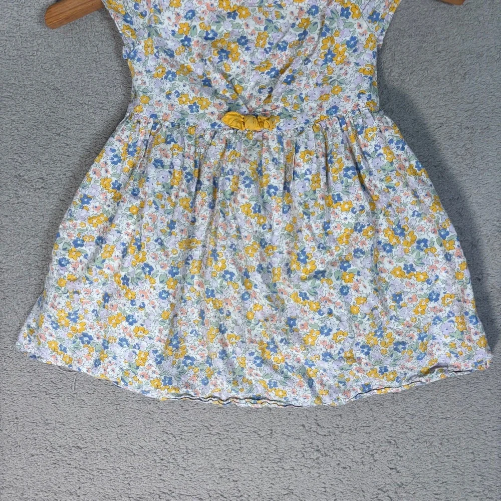 OshKosh‎ B'gosh Twirl Spring Dress Girls 2T Floral Print Yellow Bow Button Back